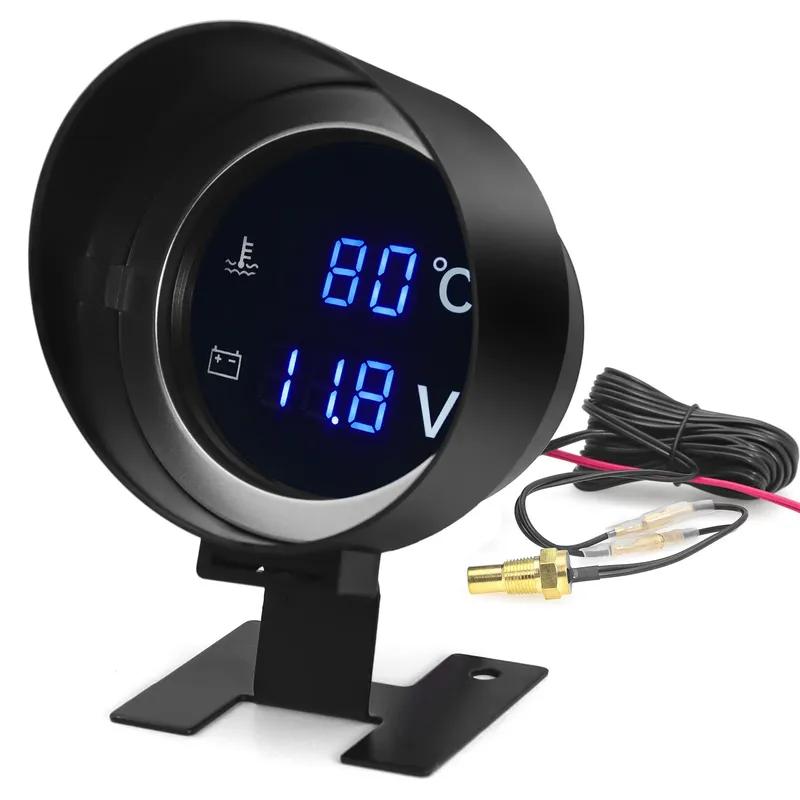 AD Motorcycle Car Modified Water Temperature Meter Voltmeter 12V 24V Waterproof Digital Gauge With Water Temp Sensor 10mm