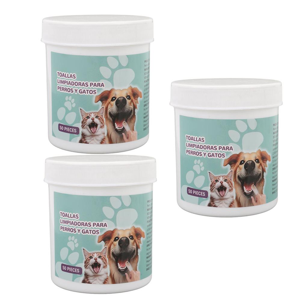 3 бутылки 50 шт. Салфетки для чистки зубов у собак, салфетки для чистки зубов у кошек, удаление зубного камня и кариеса у домашних животных