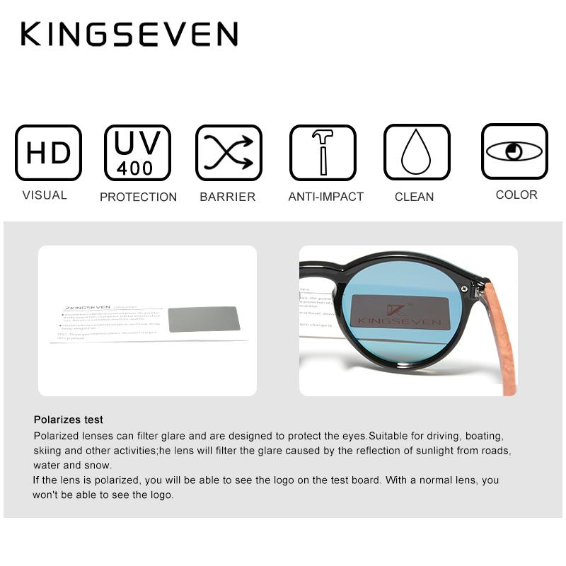 Kingseven Солнцезащитные очки из натурального дерева KINGSEVEN Bubinga, мужские поляризационные очки, деревянные модные солнцезащитные очки, оригинальные аксессуары