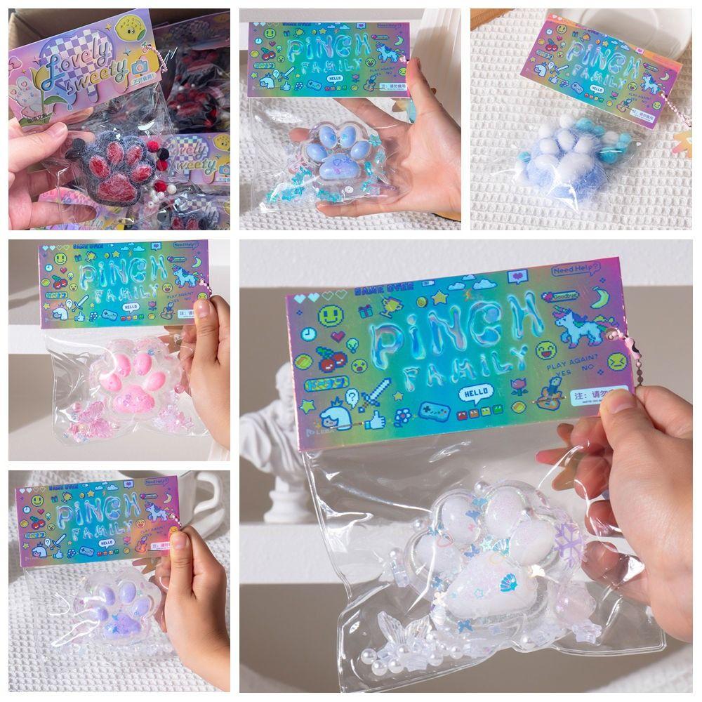 Pearl Squeeze Cat Paw Прозрачная кошачья лапка Щипковая игрушка Забавная кошачья лапка Медленный отскок Игрушка для детей