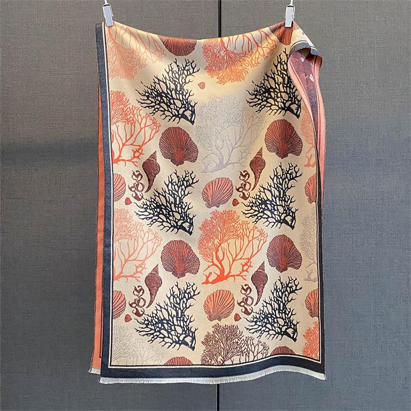 Design Floral Printed Cashmere Scarf Women Winter Pashmina Shawls And Wraps Thick Warm Bufanda Stoles Blanket Luxury