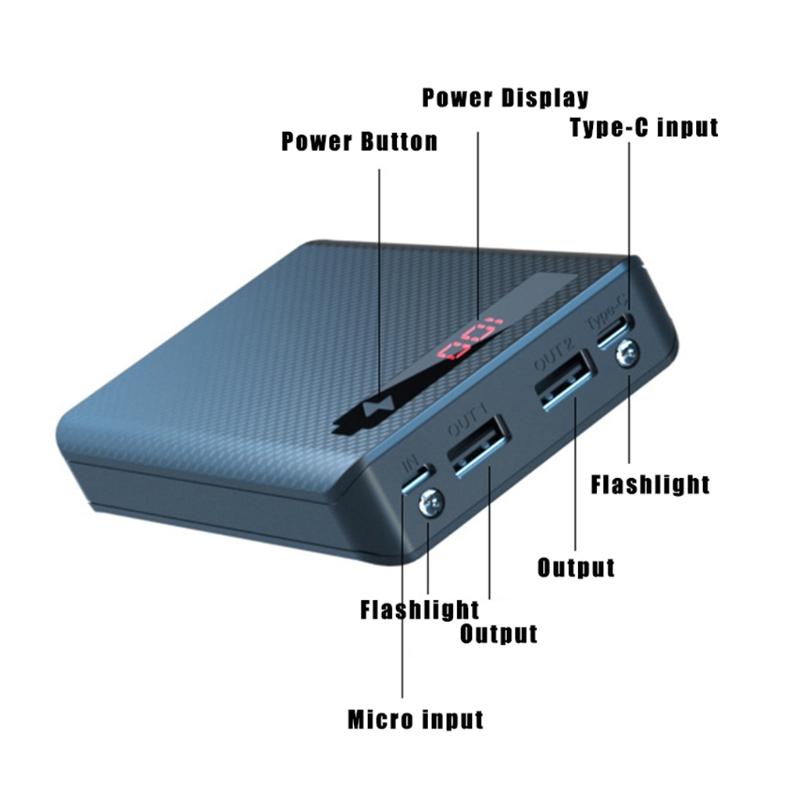 Контейнер для 5 аккумуляторов Съемный держатель Power Bank для корпуса DIY для корпуса Двойной USB-держатель для аккумуляторов 18650 для корпуса