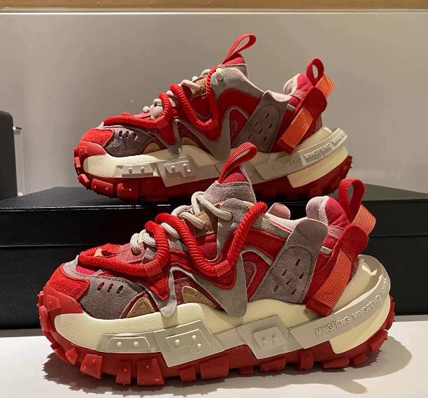 Модные кроссовки Color Block Chunky для мужчин/женщин, дизайнерские кроссовки с высокой подошвой, модные повседневные туфли с увеличенной внутренней высокой платформой