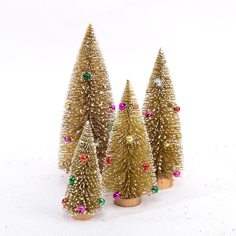 Desktop Decoration Small Pine Tree Snow Frost Colorful Pine Needle Powdered Mini Christmas Tree