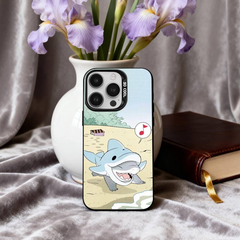 C-Cartoon S-Shark-K Phone Case For iPhone17,16,15,14,13,12,11 Plus,Pro Max Black Candy silver phone case