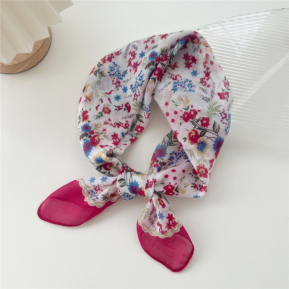 Маленький квадратный шарф из хлопка и льна, шелковый шарф, женский, весна и осень, новый стиль, художественный и универсальный, модный, темпераментный шарф-повязка на голову