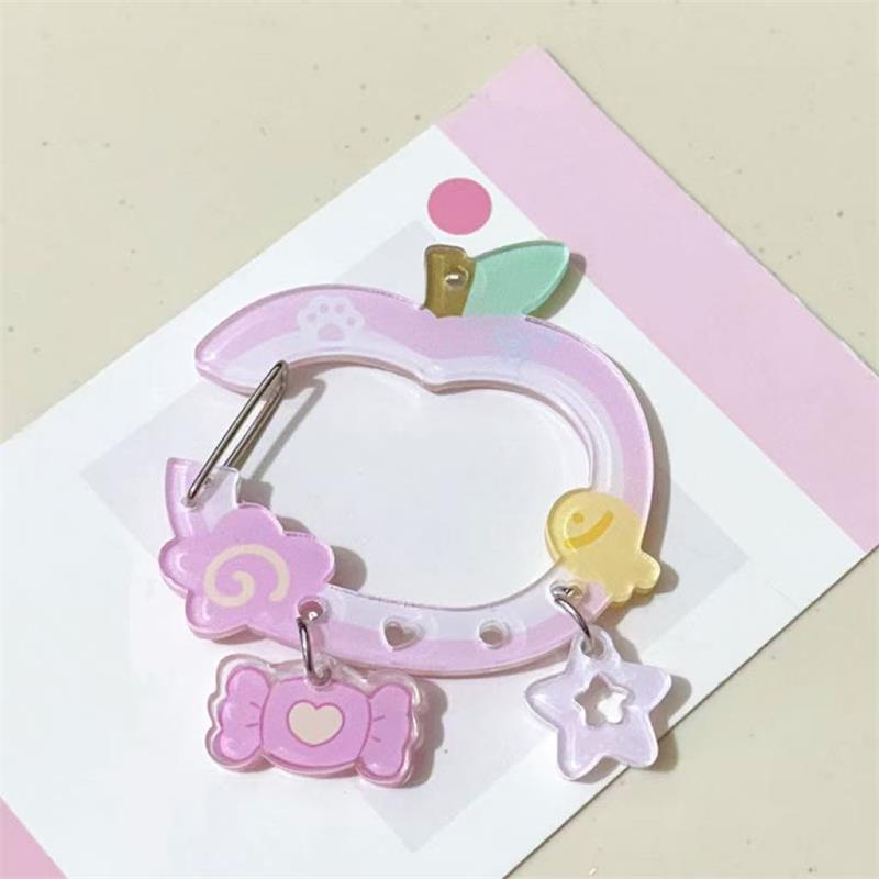 Милый кулон в форме яблока и звезды, облако, карабин, альпинистская пряжка, акриловый брелок, многофункциональное кольцо для ключей, крючок для подвешивания на сумку, подарок