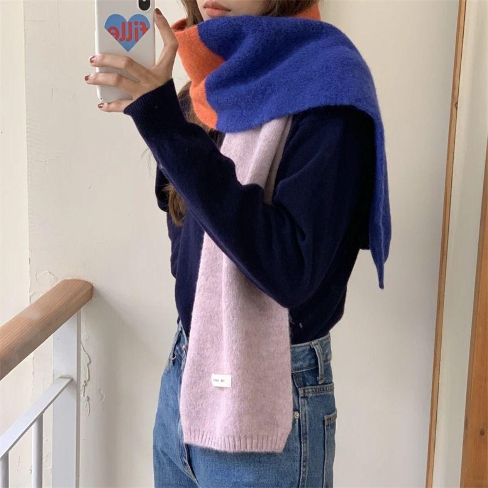 Striped Knitted Scarves Korean Style Neckerchief Shawl New Wool Scarf L Women