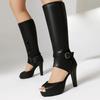 Платформа Женские Сапоги до Колена 2025 Весна Лето Черный Белый Мода Пикантный Открытый Носок Высокий Каблук Осень Длинные Сапоги Женские Туфли для Вечеринки