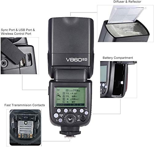 GODOX V860IIS Camera Flash with Lithium Battery for Sony DSLR Cameras GN60 2.4G TTL Auto Flash 1/8000s High Speed Sync [Used]