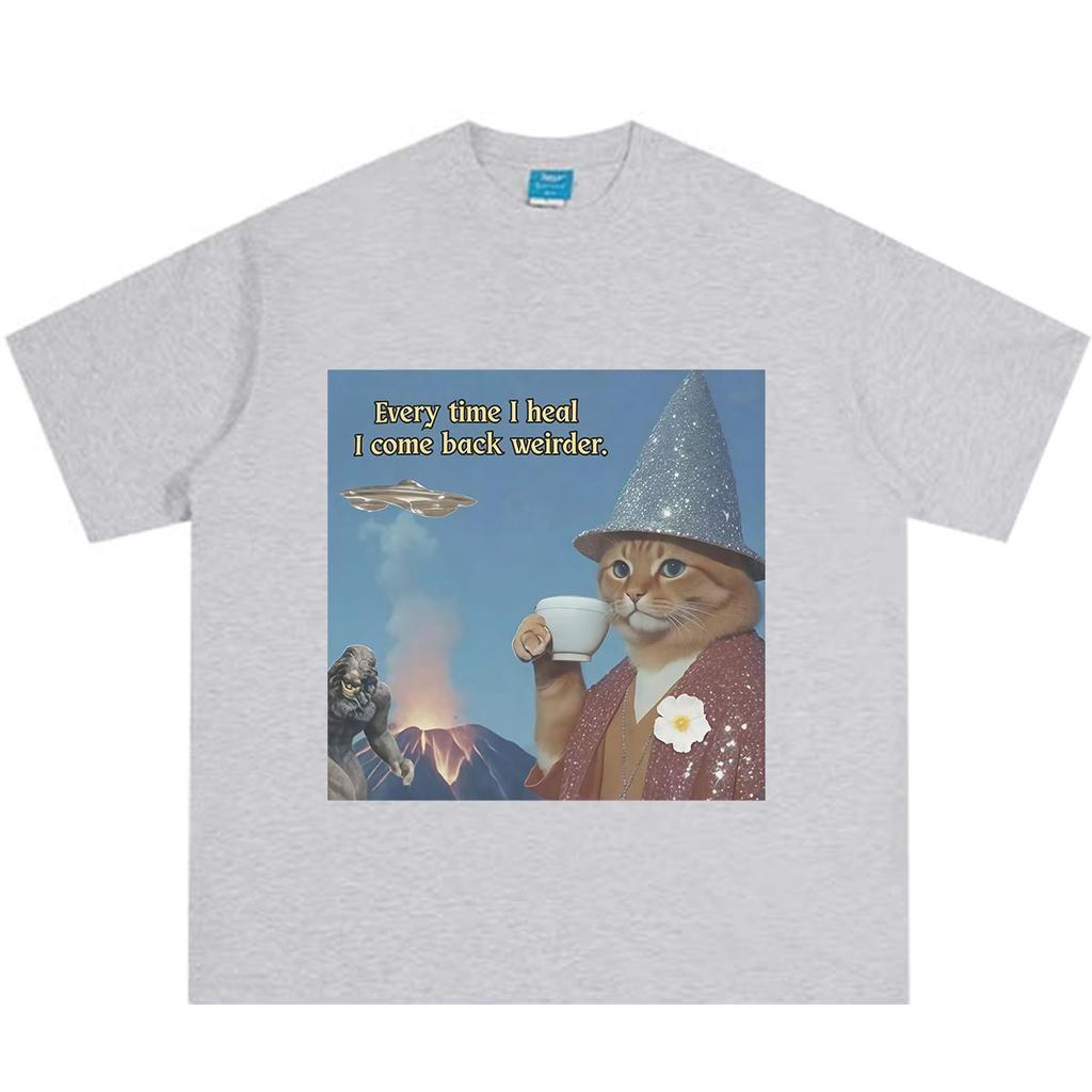 Funny Cat Meme T Shirt Unisex Unisex Vintage Fashion TShirt Summer Shortsleeved Loose Casual Cotton Oversized Tshirts Streetwear