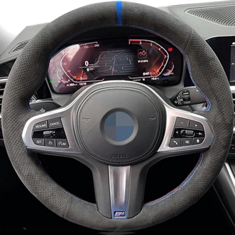 Черный замшевый чехол на руль автомобиля своими руками для BMW M Sport G30 G31 G32 G20 G21 X3 G01 X4 G02 X5 G05 G14 G15