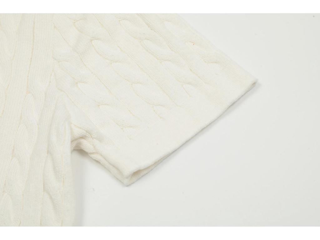 Высококачественный всесезонный классический универсальный вязаный кардиган 25SS с отложным воротником, на двух пуговицах, с вышивкой маленькой лошади, с коротким рукавом