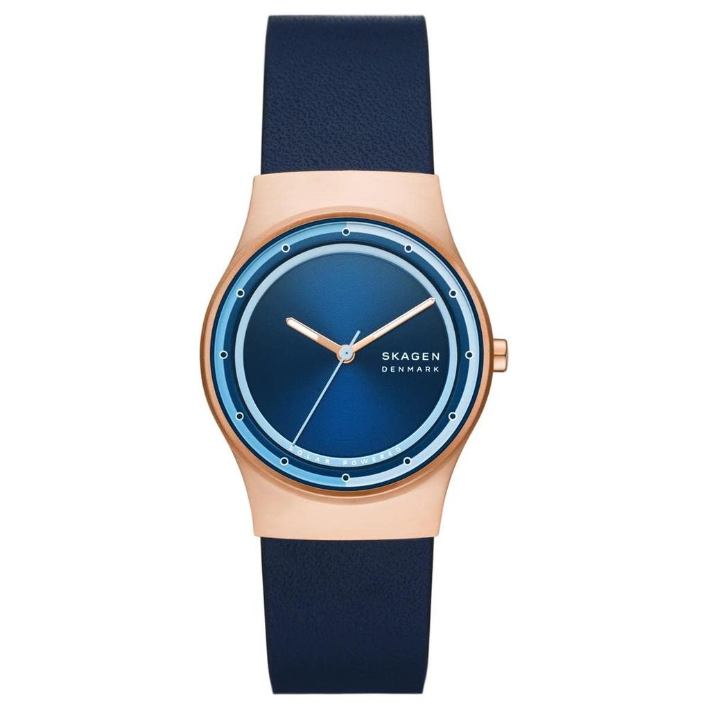 SKAGEN SOL Мужские часы на солнечной батарее с синим кожаным ремешком
