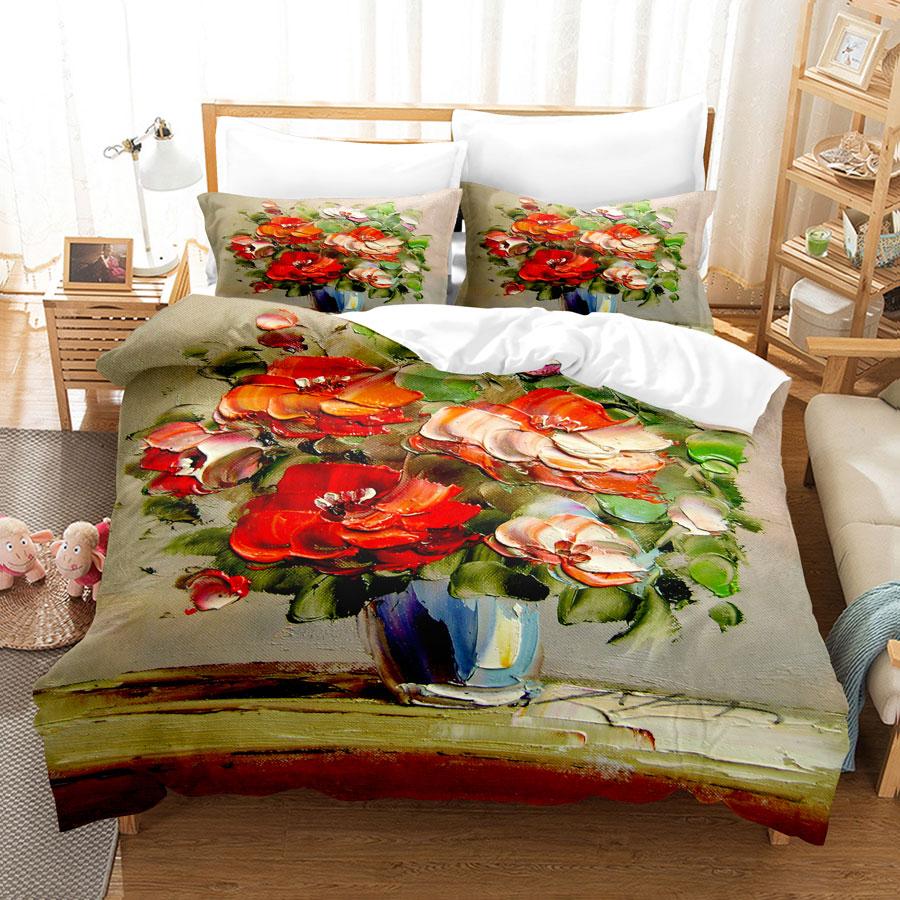 Flower Double Duvet Cover Bedding Set Quilt Case Linens King Queen Full Size 3D Print Pillowcase Single Twin Bed 220x240 200x200