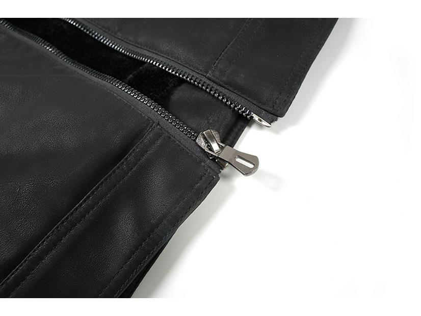 Мужская кожаная куртка приталенного кроя с воротником-стойкой - Осенне-зимний мотоциклетный стиль