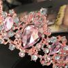 Тиары Свадебная корона Свадебные аксессуары для волос Роскошная барочная хрустальная розовая королевская корона Для женщин Взрослых Подарочные украшения для волос на вечеринку