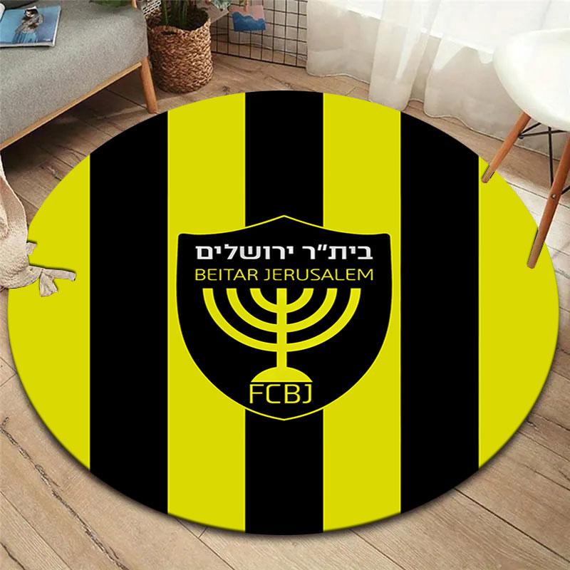 Beitar Jerusalem Round Area Rug,Carpet Rug for Living Room Bedroom Sofa Playroom Decor,Non-slip Floor Mat