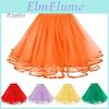 Elastic Tulle Mesh With Skirt Waistband Solid Color Threelayered Princess Skirt Cosplay Weddings Parties Kneelength Skirt