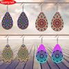 Bohemian Style Colorful Mandala PU Leather Earrings Boho Earrings Trendy Female Earrings Elegant Fashion Earrings Christmas Gifts for Women