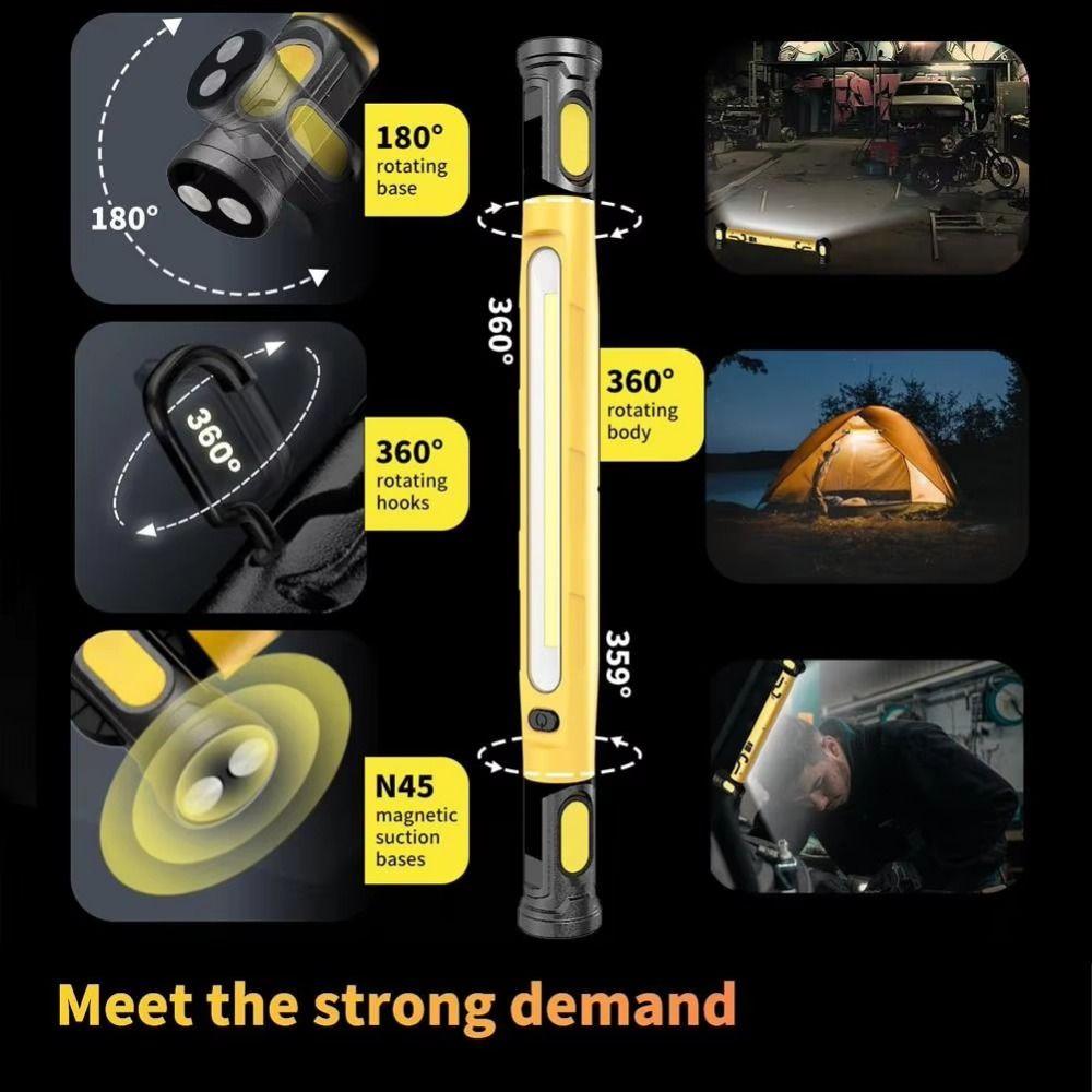 Rotating Magnetic Base LED Work Light Rechargeable Under Hood Work Light Bar Vehicle Inspection