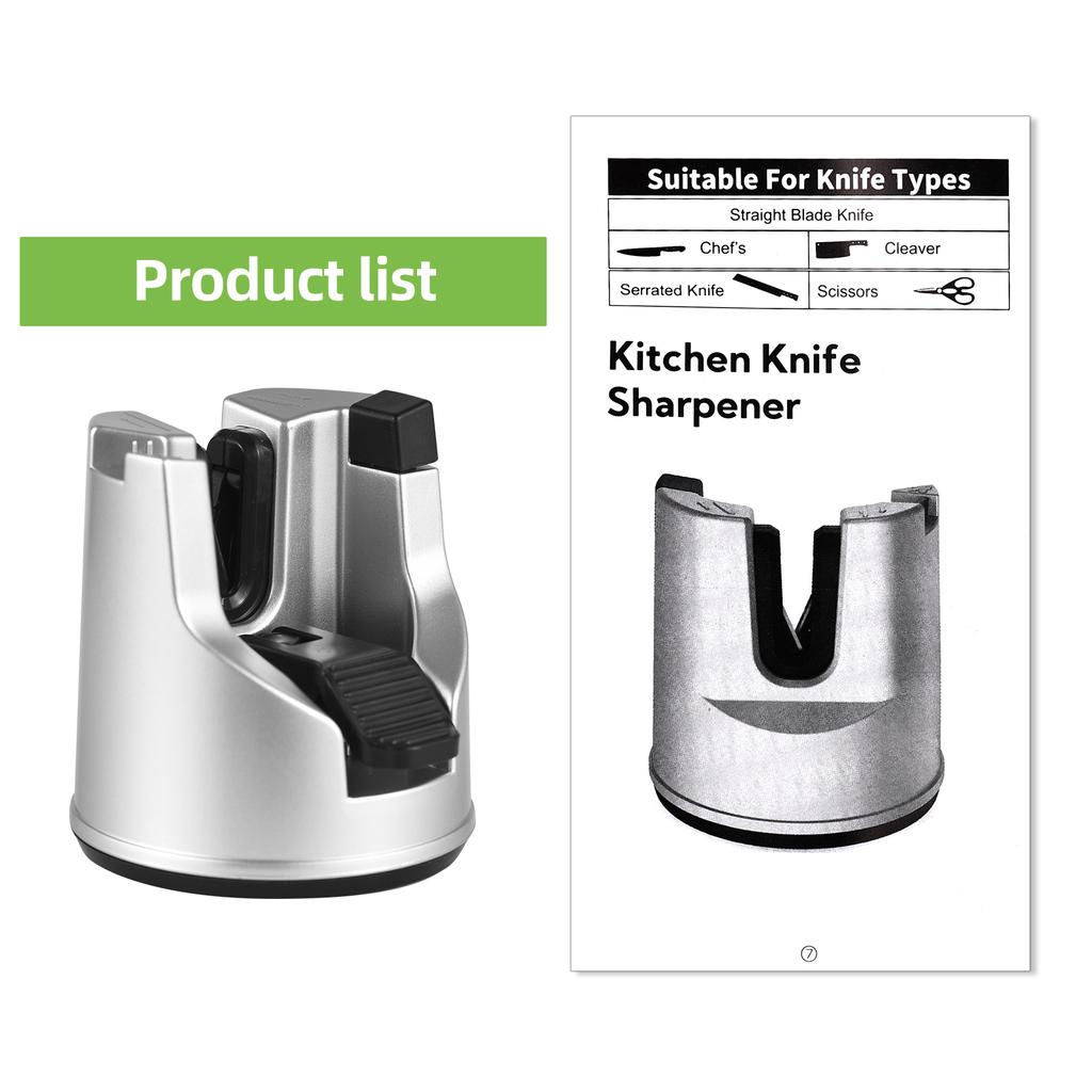 3-в-1 точилка для ножей из вольфрамовой стали, ручная кухонная точилка с присоской, полировальный стержень