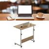 Liftable Bedside Table 60 X 40cm C Shape Metal Frame Mobile Laptop Desk for Home Sofa Walnut Color