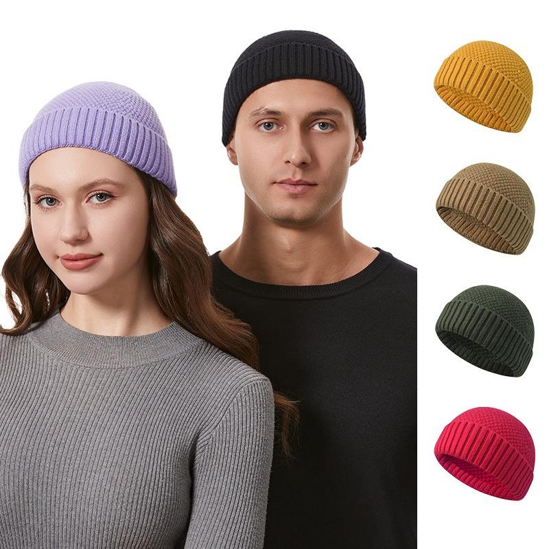 Source Autumn and Winter Short Knitted Wool Hats Men's and Women's Thermal Covers, Cold Hats, Melon Fur Hats, Yuppie Sailor Hats