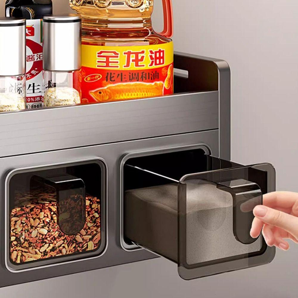 Multifunctional Condiment Jar Storage Holder Waterproof Spice Jars Rack Seasoning Box Rack Salt