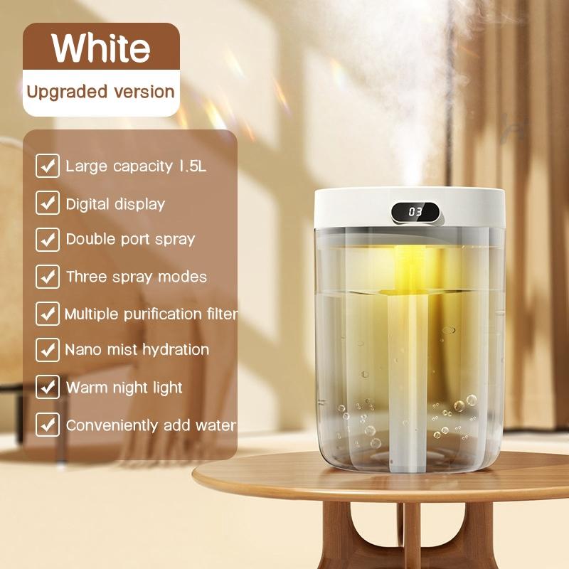 USB Увлажнитель воздуха с двойным распылением, большая емкость 1500 мл, сильный туман, ультразвуковой аромадиффузор, Humidificador для дома, спальни