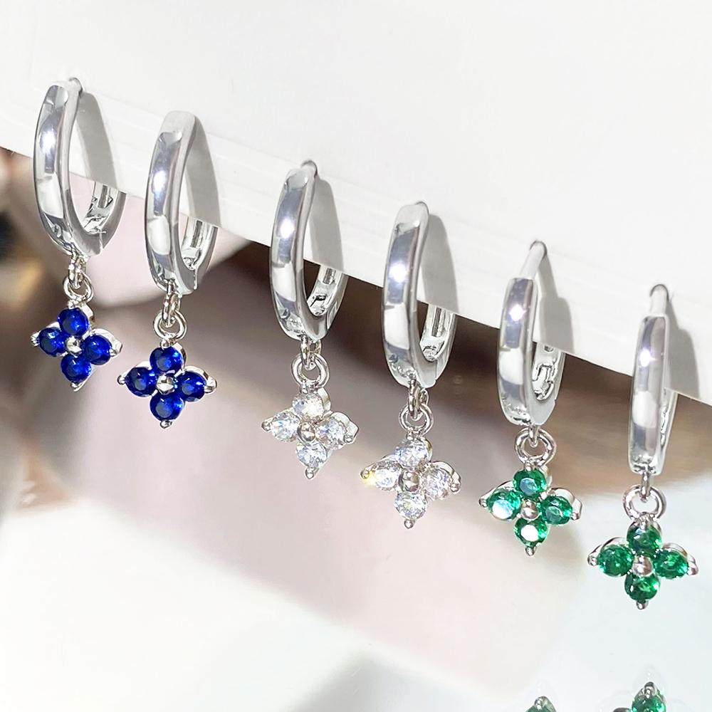 Classic Jewelry Minimalist Female Sterling Silver Jewelry Flower Charm Hoop Earrings S925 Earrings for Women