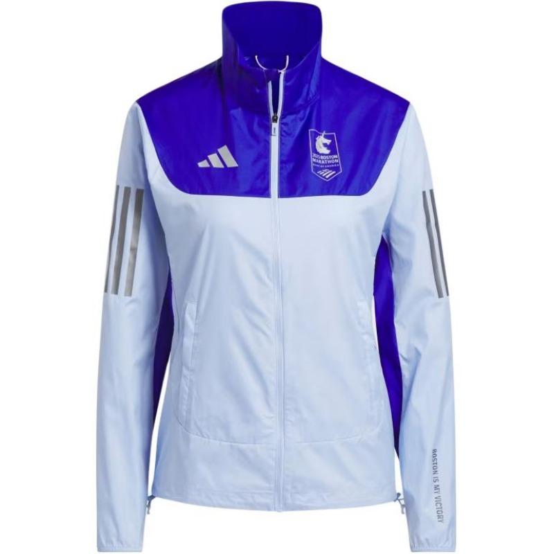 adidas Женская рабочая куртка с воротником-стойкой приталенного кроя в стиле колор-блок, синяя, JN3002