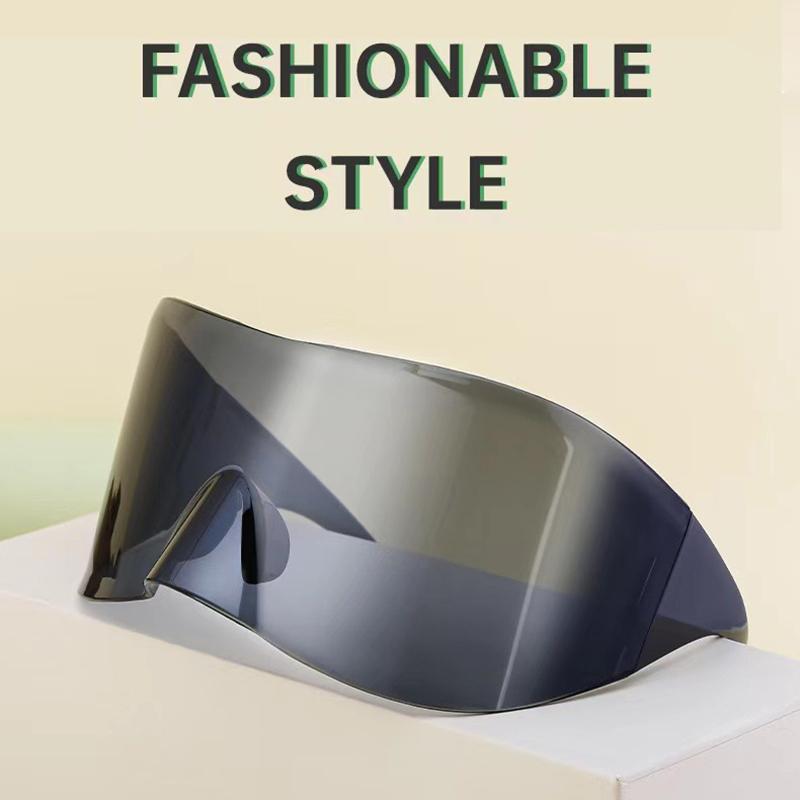 Non-polarized Oversized Rimless Sunglasses Women for Men Punk Sun Glasses Bird Nose Masked One Piece Cyberpunk Eyewear