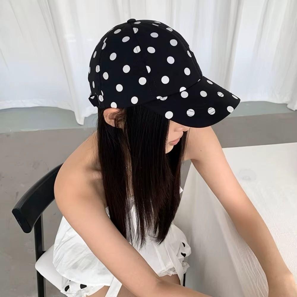 Breathable Polka Dot Baseball Cap Polyester Sun Hat Japanese Peaked Hat  Travel