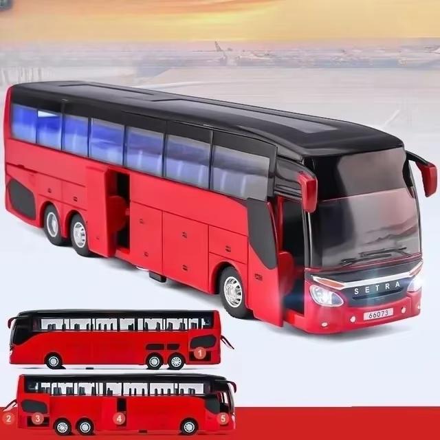 New 1/32 Alloy Single-layer Bus Car Model Toys Diecast Simulation Metal Business Bus Vehicle Sound Light Pull Back Children Gift Toy