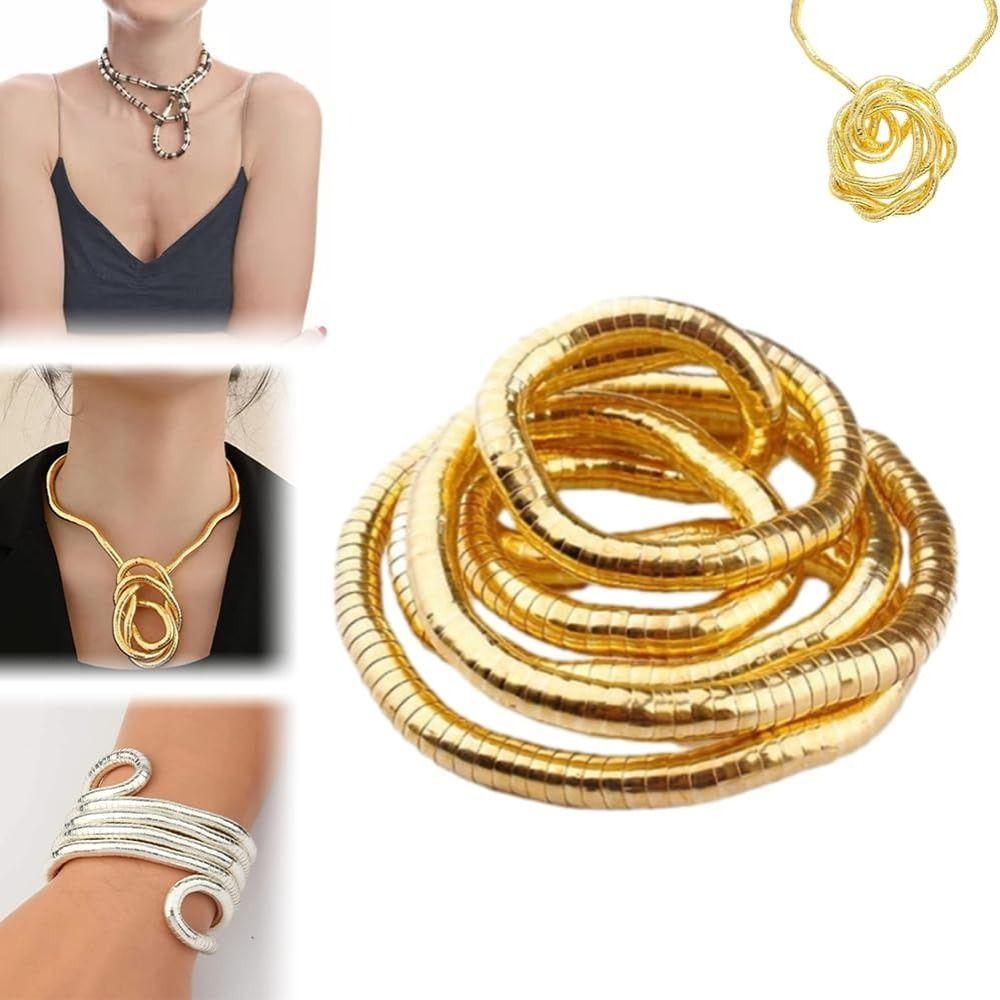 Alloy Bendable Snake Necklace Gold Color Bracelet New Flexible Choker Jewelry Accessories