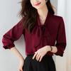 Bow Shirt Women's Long Sleeve Autumn New Temperament Shirt Loose Top