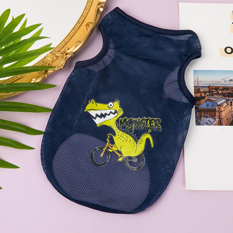 Pet Summer Tshirt Cute Cartoon Prints Vest Cats & Dogs Lightweight Mesh Breathable Clothes Outdoor Pets Clothing