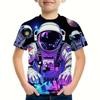 Children's Clothing Space Astronaut 3D Print Crew Neck Graphic T Shirts Outdoor Casual Fashion Party Dresses T-Shirts for Boys