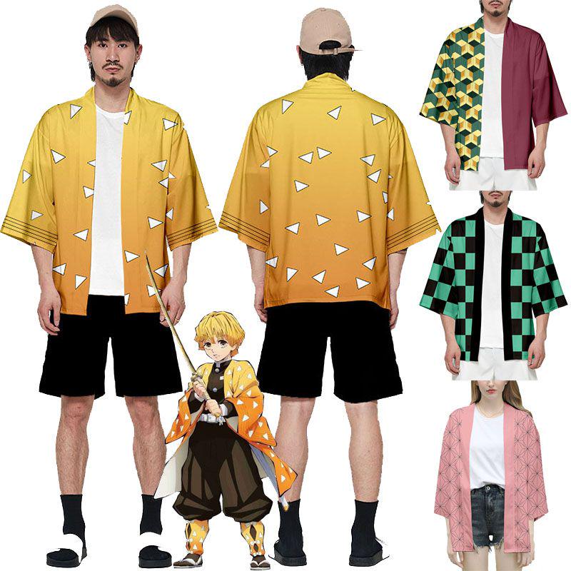 Anime Slayer Demon Kimetsu No Yaiba Kamado Nezuko Cosplay Loose Haori Coat Tops