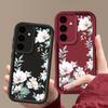 Белый цветочный узор матовый мягкий чехол TPU для телефона Samsung S25 Plus S24 FE S23 Ultra S22 A56 A36 A16 A15 A55 A06 A05 A35 A34 противоударный бампер