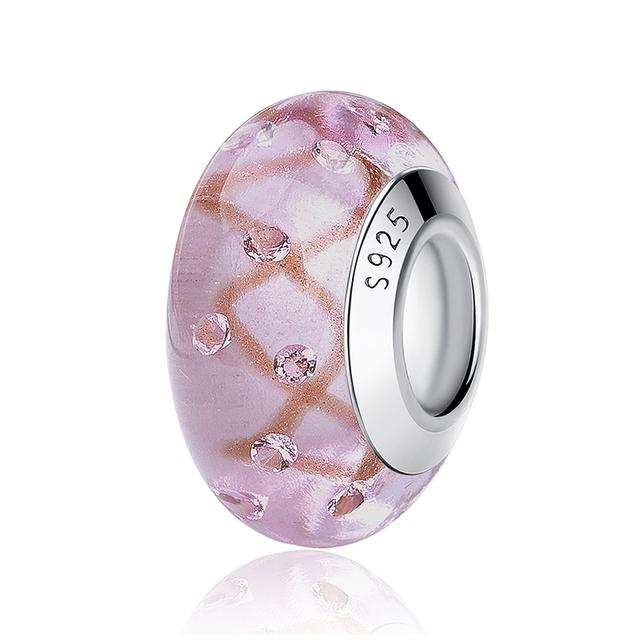 2023 Новый Оригинальный 100% Стерлингового Серебра 925 пробы Стеклянные Бусины Дерево Камень Муранский Цветок Подвески Подходит Браслет Diy Женские Ювелирные Изделия