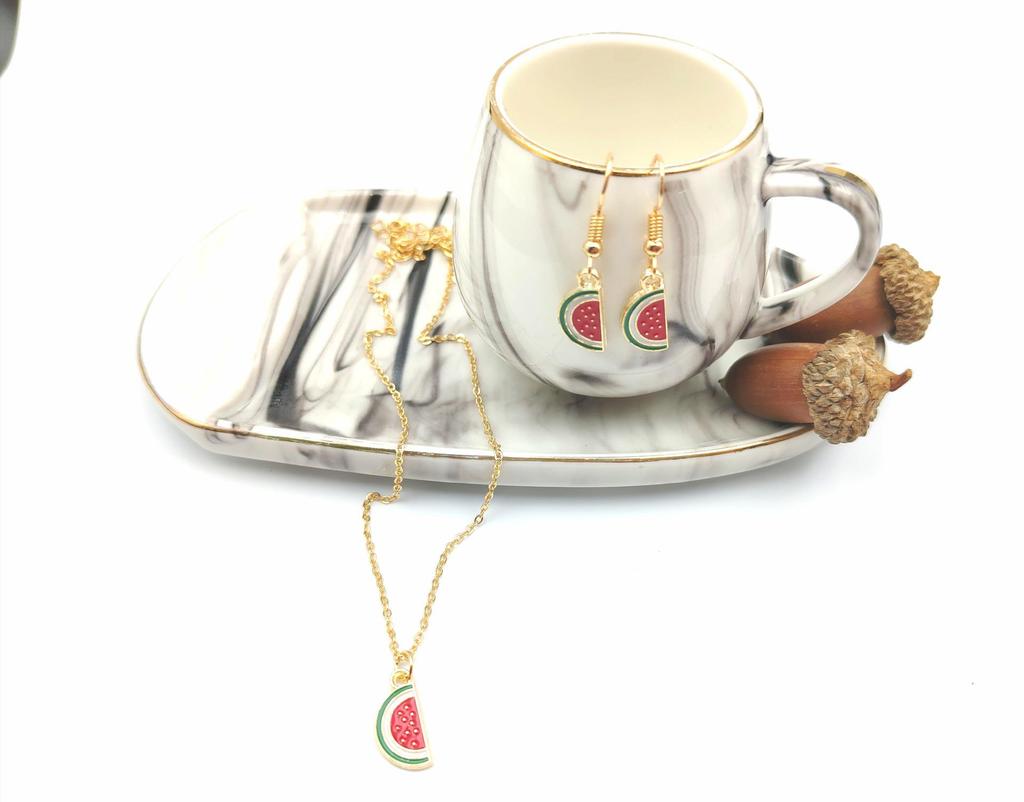 Personalized Strawberry & Cherry Clavicle Necklace Set - Elegant Fruit Design