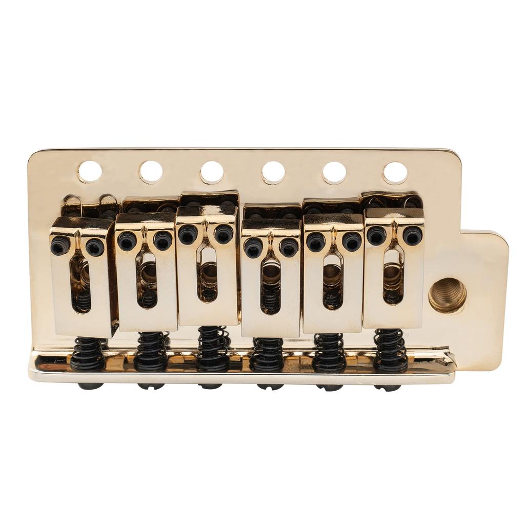 Musiclily Pro Modern Tremolo Unit Bridge with 40mm Solid Brass Block for Squier Stratocaster Electric Gold 10.5mm 6-Point Guitars,