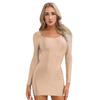 Women's Long Sleeve Bodycon Tight Pencil Dress Oil Glossy Sheer Micro Mini Dress Clubwear