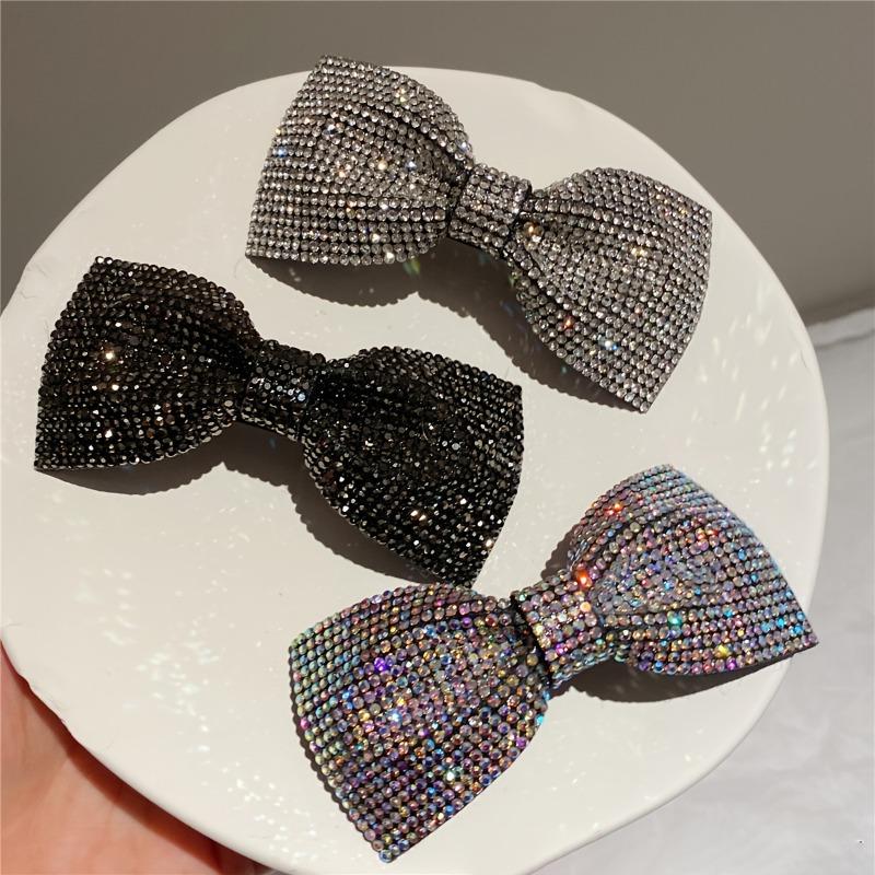Elegant Women's Rhinestone Bow Hair Clip, Sparkling Resin Design, Ideal for Daily & Special Occasions, Perfect Valentine's Gift