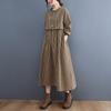 Korean Version of Wooden Ear Lace Plaid Dress Plus-size Women's Casual Dress