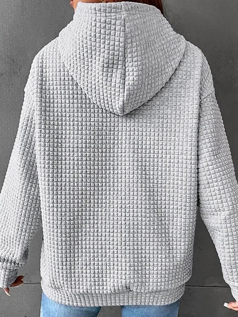 Женский осенне-зимний вафельный худи с капюшоном и принтом на Хэллоуин - Свободный крой, Длинный рукав, Европейский размер