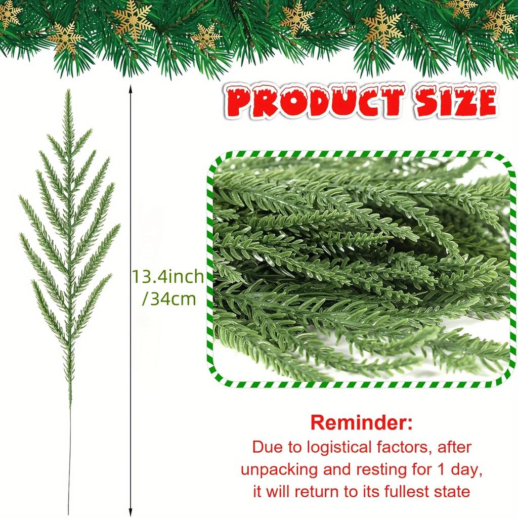 24 шт. Искусственные ветки норфольской сосны - 13,4" Реалистичные искусственные зеленые стебли для изготовления венков своими руками, праздничные украшения
