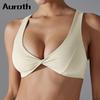 Auroth Women Sports Bra Breathable Quick Dry Yoga Top Shockproof Fitness Bra Backless Push Up Gym Vest